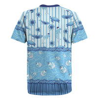 Hawaii Christmas In July Rugby Jersey Sky Blue Mele Kalikimaka Sea Animals DT05 - Polynesian Pride