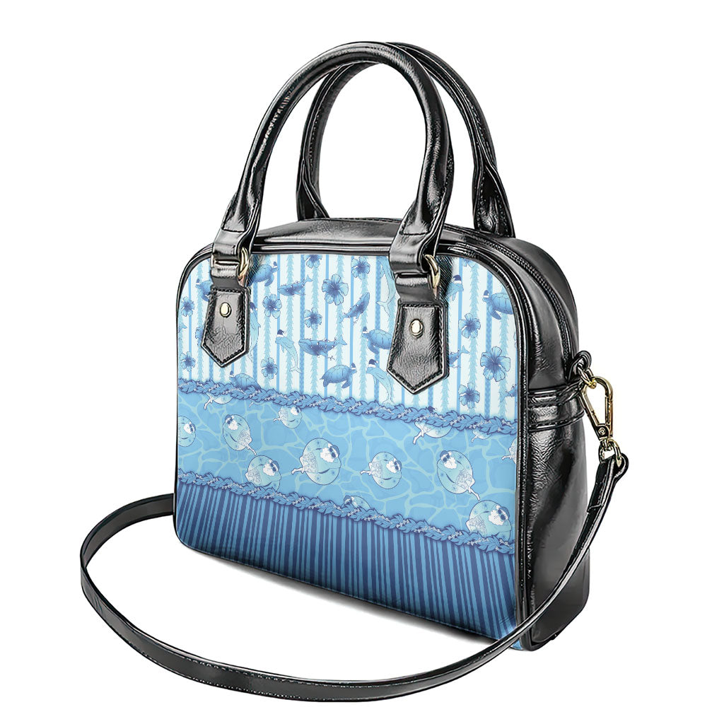 Hawaii Christmas In July Shoulder Handbag Sky Blue Mele Kalikimaka Sea Animals DT05 - Polynesian Pride