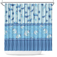 Hawaii Christmas In July Shower Curtain Sky Blue Mele Kalikimaka Sea Animals DT05 Blue - Polynesian Pride