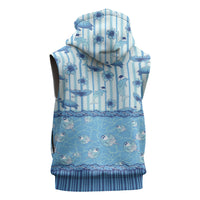 Hawaii Christmas In July Sleeveless Hoodie Sky Blue Mele Kalikimaka Sea Animals