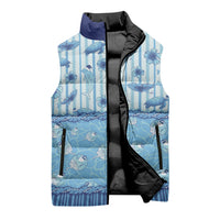 Hawaii Christmas In July Sleeveless Puffer Jacket Sky Blue Mele Kalikimaka Sea Animals DT05 - Polynesian Pride