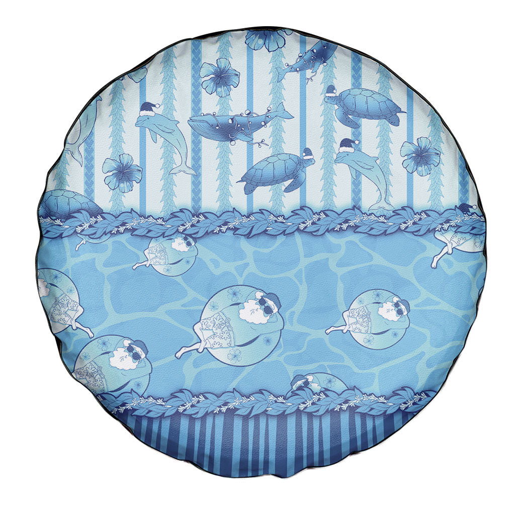 Hawaii Christmas In July Spare Tire Cover Sky Blue Mele Kalikimaka Sea Animals