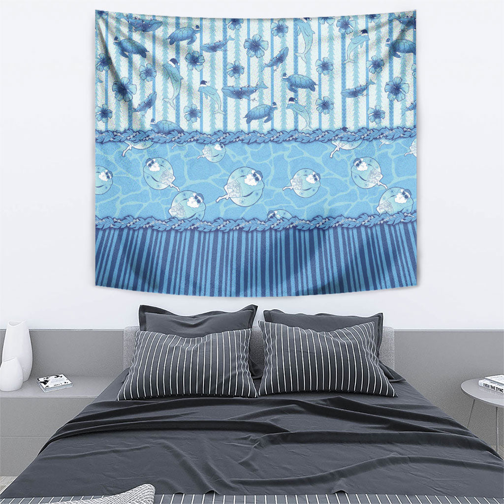 Hawaii Christmas In July Tapestry Sky Blue Mele Kalikimaka Sea Animals DT05 - Polynesian Pride