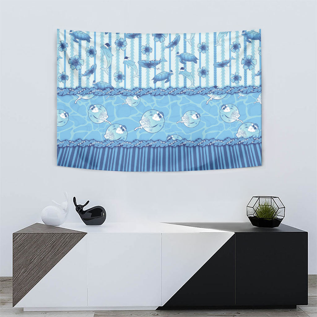 Hawaii Christmas In July Tapestry Sky Blue Mele Kalikimaka Sea Animals DT05 - Polynesian Pride