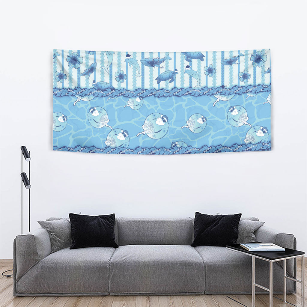 Hawaii Christmas In July Tapestry Sky Blue Mele Kalikimaka Sea Animals DT05 - Polynesian Pride
