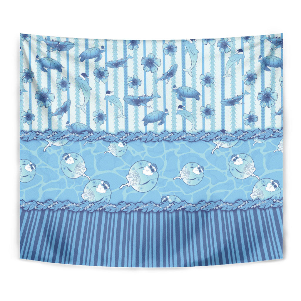 Hawaii Christmas In July Tapestry Sky Blue Mele Kalikimaka Sea Animals DT05 - Polynesian Pride