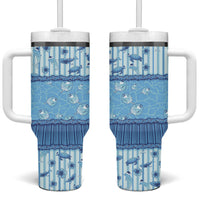 Hawaii Christmas In July Tumbler With Handle Sky Blue Mele Kalikimaka Sea Animals DT05 One Size: 40 oz Blue - Polynesian Pride