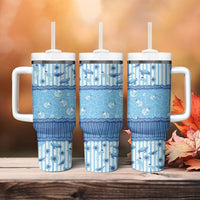 Hawaii Christmas In July Tumbler With Handle Sky Blue Mele Kalikimaka Sea Animals DT05 - Polynesian Pride