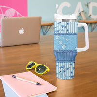 Hawaii Christmas In July Tumbler With Handle Sky Blue Mele Kalikimaka Sea Animals DT05 - Polynesian Pride