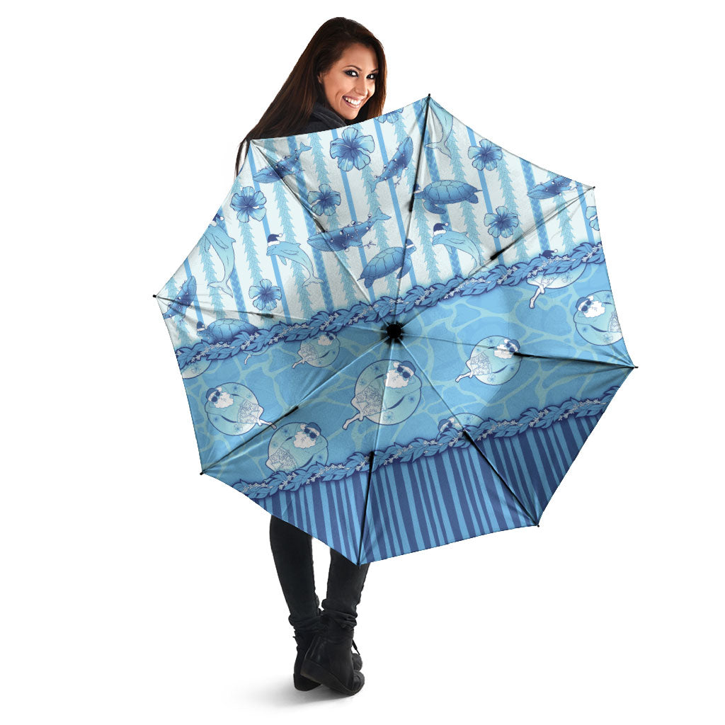 Hawaii Christmas In July Umbrella Sky Blue Mele Kalikimaka Sea Animals