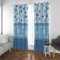 Hawaii Christmas In July Window Curtain Sky Blue Mele Kalikimaka Sea Animals