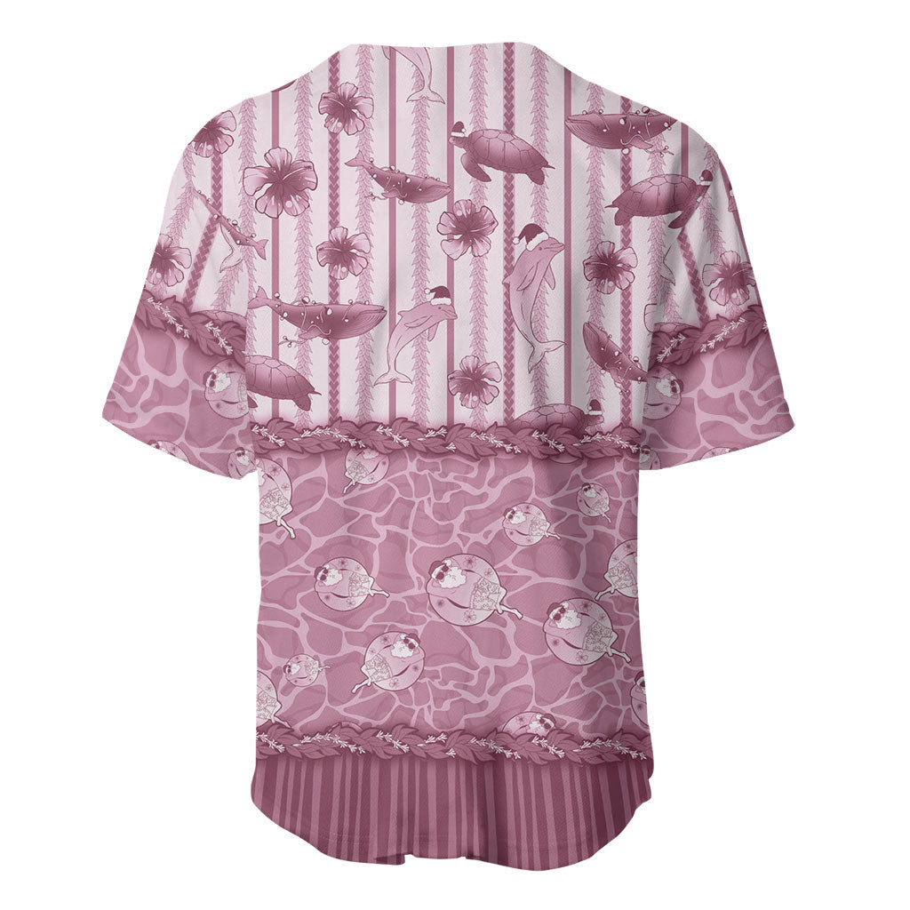 Hawaii Christmas In July Baseball Jersey Dusty Pink Mele Kalikimaka Sea Animals