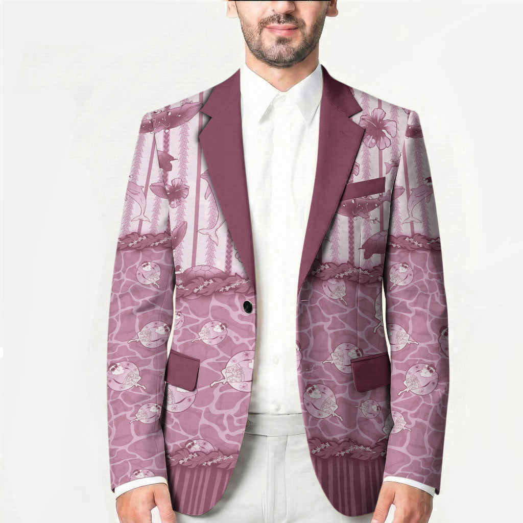 Hawaii Christmas In July Blazer Dusty Pink Mele Kalikimaka Sea Animals