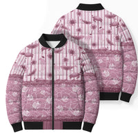 Hawaii Christmas In July Bomber Puffer Jacket Dusty Pink Mele Kalikimaka Sea Animals