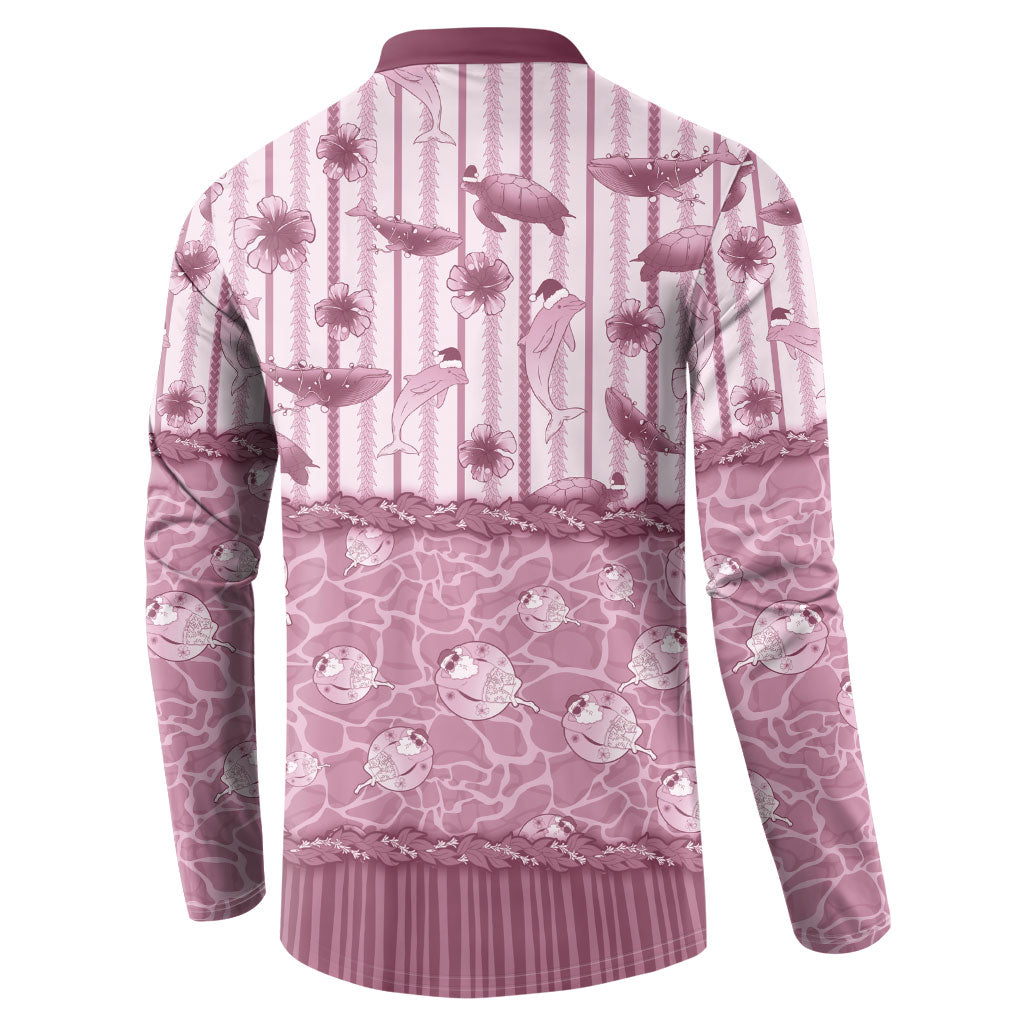Hawaii Christmas In July Button Sweatshirt Dusty Pink Mele Kalikimaka Sea Animals DT05 - Polynesian Pride