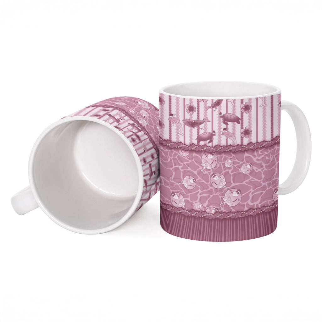 Hawaii Christmas In July Ceramic Mug Dusty Pink Mele Kalikimaka Sea Animals DT05 - Polynesian Pride