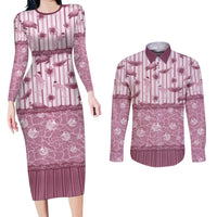 Hawaii Christmas In July Couples Matching Long Sleeve Bodycon Dress and Long Sleeve Button Shirt Dusty Pink Mele Kalikimaka Sea Animals DT05 Pink - Polynesian Pride