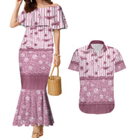 Hawaii Christmas In July Couples Matching Mermaid Dress and Hawaiian Shirt Dusty Pink Mele Kalikimaka Sea Animals DT05 Pink - Polynesian Pride