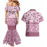 Hawaii Christmas In July Couples Matching Mermaid Dress and Hawaiian Shirt Dusty Pink Mele Kalikimaka Sea Animals DT05 - Polynesian Pride