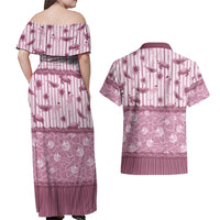 Hawaii Christmas In July Couples Matching Off Shoulder Maxi Dress and Hawaiian Shirt Dusty Pink Mele Kalikimaka Sea Animals DT05 - Polynesian Pride