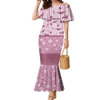 Hawaii Christmas In July Family Matching Mermaid Dress and Hawaiian Shirt Dusty Pink Mele Kalikimaka Sea Animals DT05 Mom's Dress Pink - Polynesian Pride