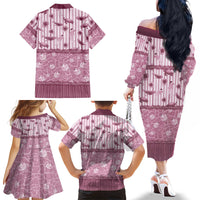 Hawaii Christmas In July Family Matching Off The Shoulder Long Sleeve Dress and Hawaiian Shirt Dusty Pink Mele Kalikimaka Sea Animals DT05 - Polynesian Pride