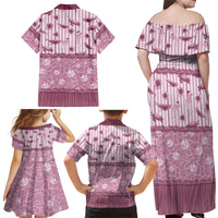 Hawaii Christmas In July Family Matching Off Shoulder Maxi Dress and Hawaiian Shirt Dusty Pink Mele Kalikimaka Sea Animals DT05 - Polynesian Pride