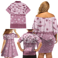 Hawaii Christmas In July Family Matching Off Shoulder Short Dress and Hawaiian Shirt Dusty Pink Mele Kalikimaka Sea Animals DT05 - Polynesian Pride