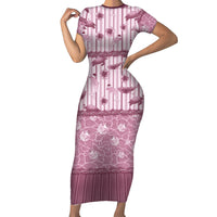 Hawaii Christmas In July Family Matching Short Sleeve Bodycon Dress and Hawaiian Shirt Dusty Pink Mele Kalikimaka Sea Animals DT05 Mom's Dress Pink - Polynesian Pride