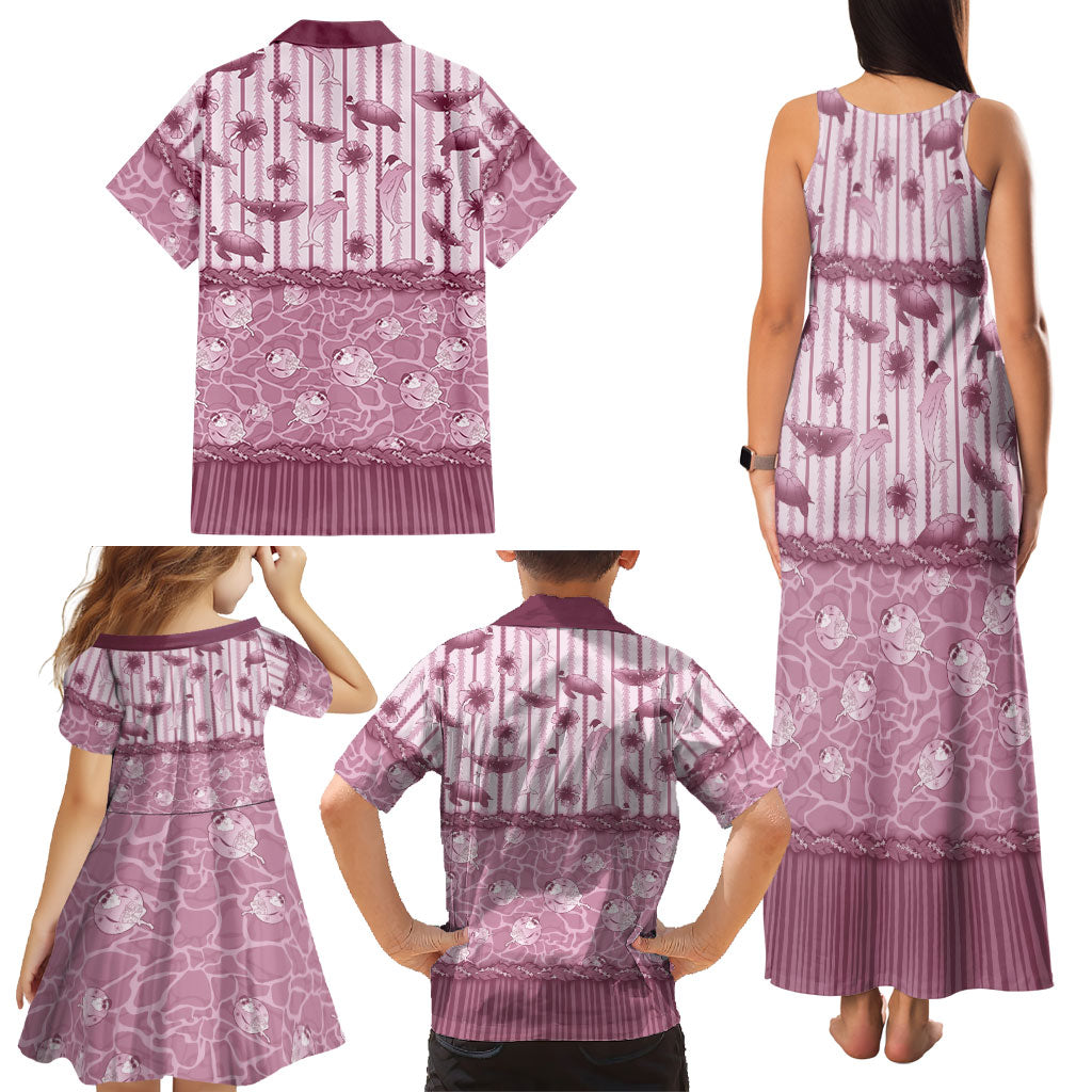 Hawaii Christmas In July Family Matching Tank Maxi Dress and Hawaiian Shirt Dusty Pink Mele Kalikimaka Sea Animals DT05 - Polynesian Pride