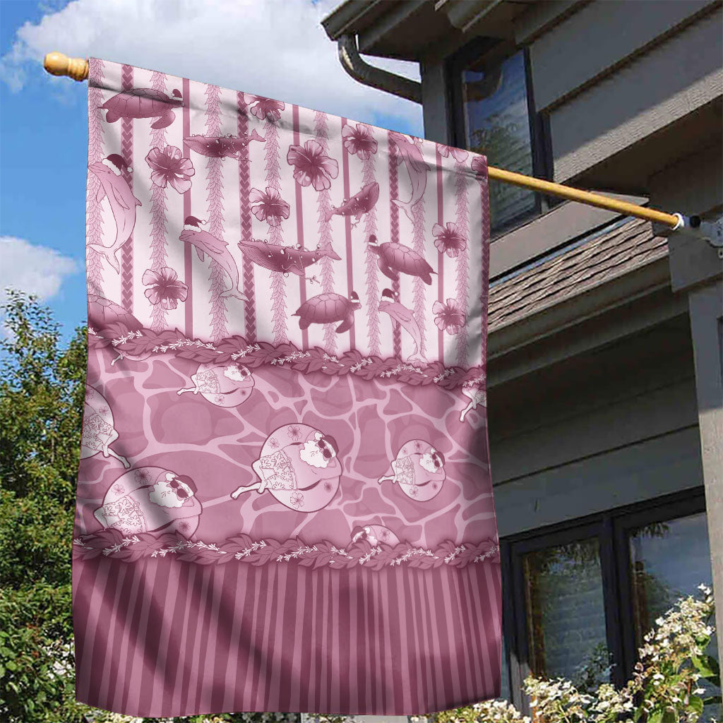 Hawaii Christmas In July Garden Flag Dusty Pink Mele Kalikimaka Sea Animals