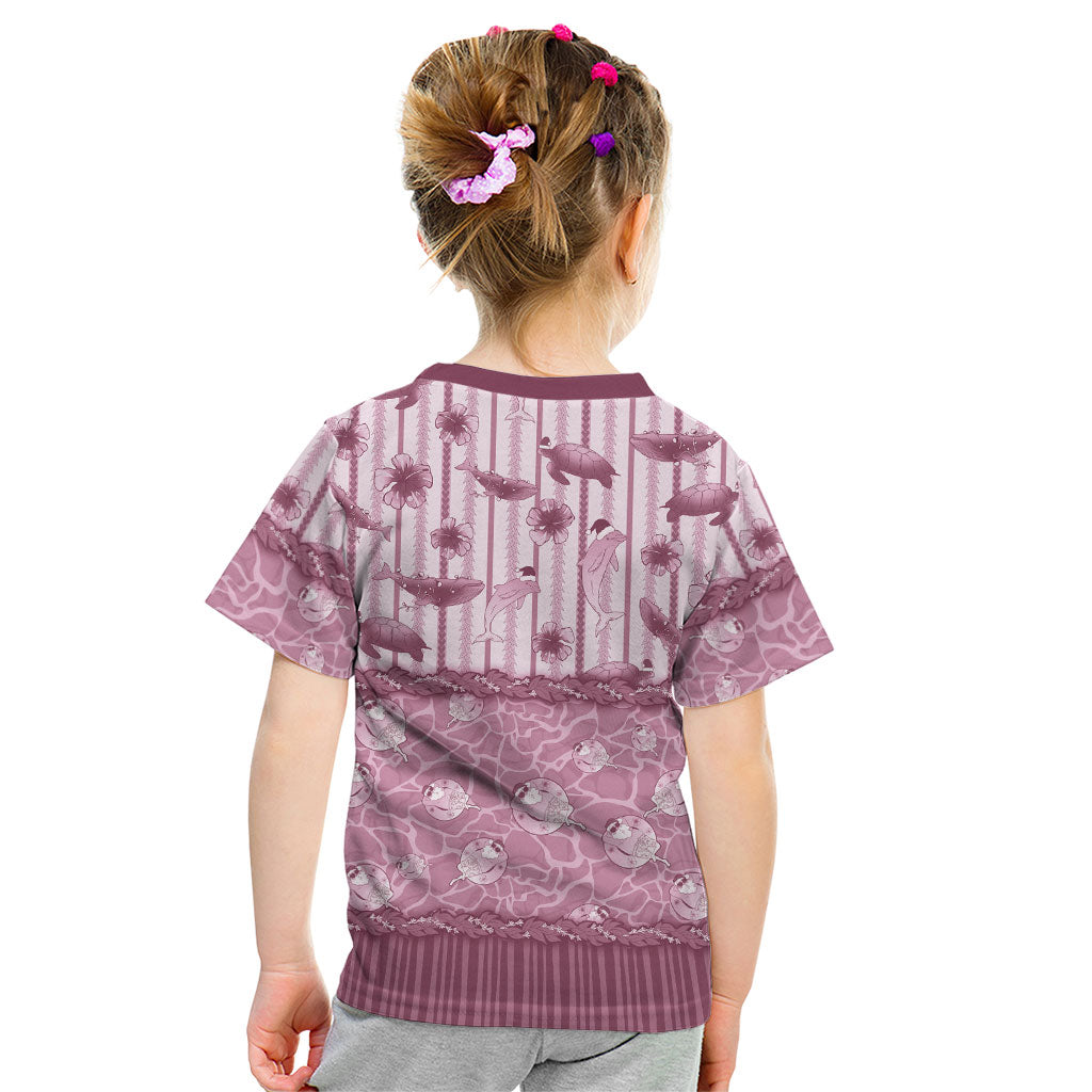 Hawaii Christmas In July Kid T Shirt Dusty Pink Mele Kalikimaka Sea Animals