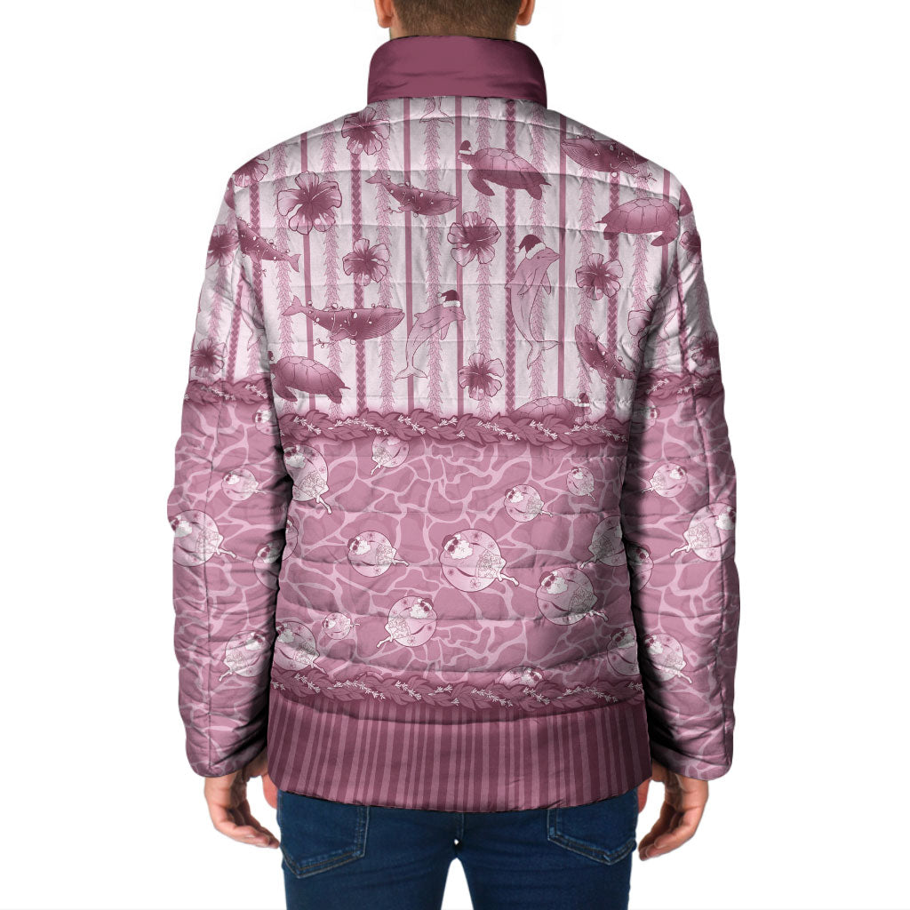 Hawaii Christmas In July Padded Jacket Dusty Pink Mele Kalikimaka Sea Animals DT05 - Polynesian Pride