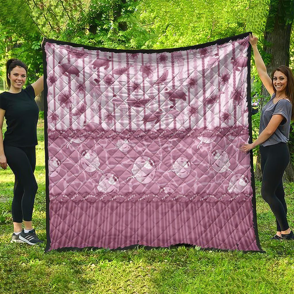Hawaii Christmas In July Quilt Dusty Pink Mele Kalikimaka Sea Animals DT05 - Polynesian Pride