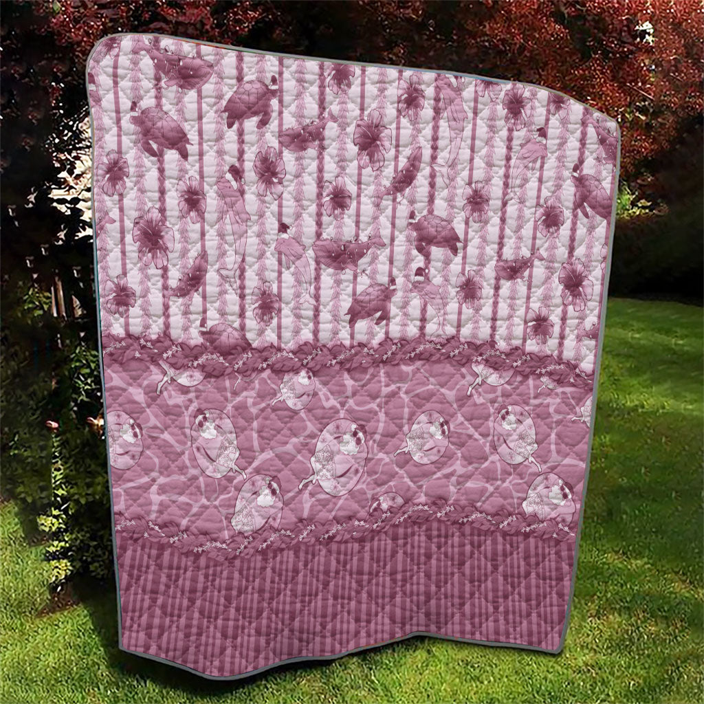 Hawaii Christmas In July Quilt Dusty Pink Mele Kalikimaka Sea Animals DT05 - Polynesian Pride
