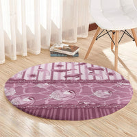 Hawaii Christmas In July Round Carpet Dusty Pink Mele Kalikimaka Sea Animals DT05 - Polynesian Pride