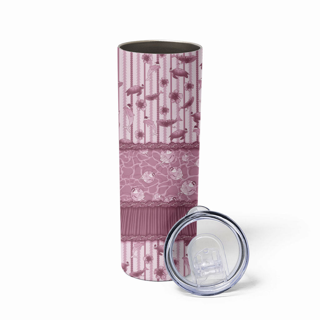 Hawaii Christmas In July Skinny Tumbler Dusty Pink Mele Kalikimaka Sea Animals DT05 - Polynesian Pride