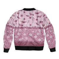 Hawaii Christmas In July Sleeve Zip Bomber Jacket Dusty Pink Mele Kalikimaka Sea Animals