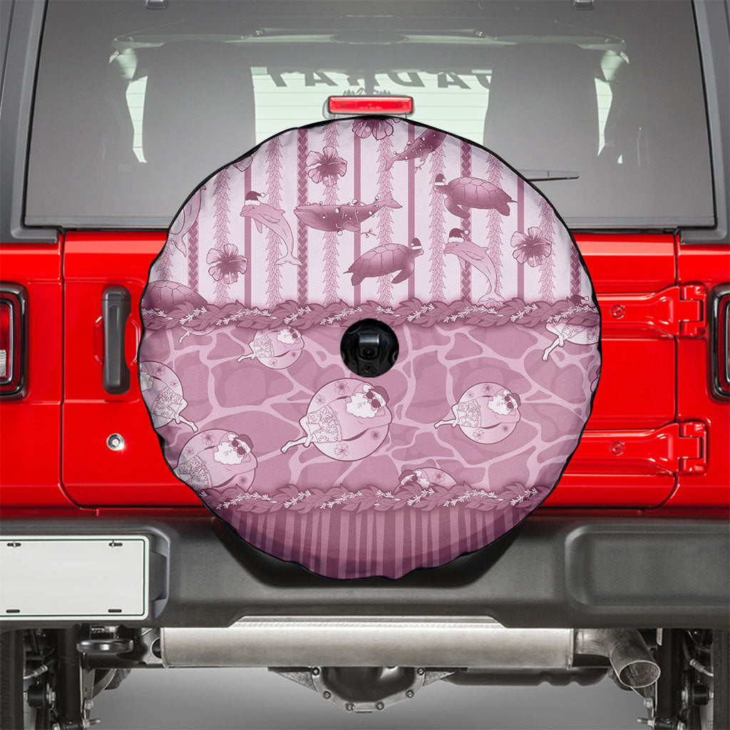 Hawaii Christmas In July Spare Tire Cover Dusty Pink Mele Kalikimaka Sea Animals DT05 - Polynesian Pride
