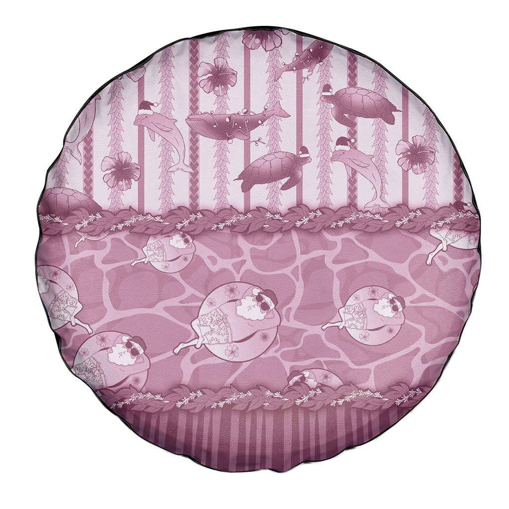 Hawaii Christmas In July Spare Tire Cover Dusty Pink Mele Kalikimaka Sea Animals DT05 - Polynesian Pride