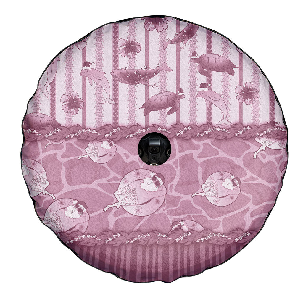 Hawaii Christmas In July Spare Tire Cover Dusty Pink Mele Kalikimaka Sea Animals DT05 - Polynesian Pride