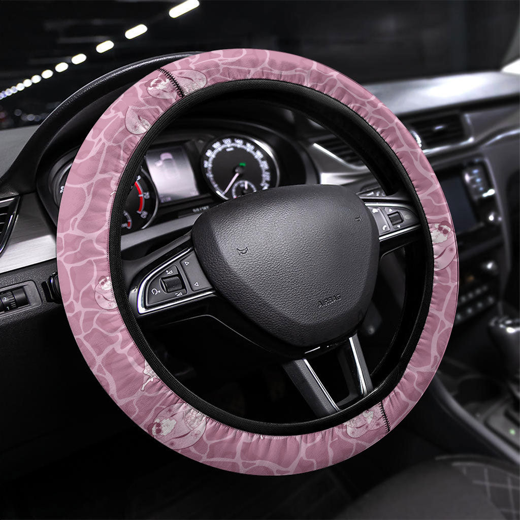 Hawaii Christmas In July Steering Wheel Cover Dusty Pink Mele Kalikimaka Sea Animals