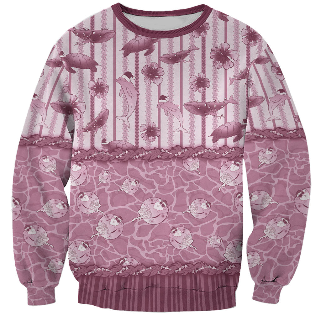Hawaii Christmas In July Sweatshirt Dusty Pink Mele Kalikimaka Sea Animals DT05 Unisex Pink - Polynesian Pride
