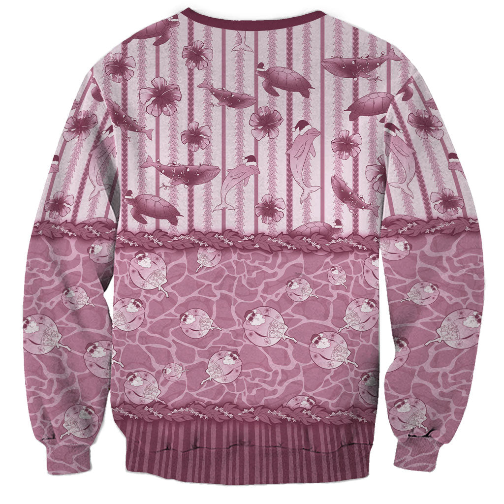Hawaii Christmas In July Sweatshirt Dusty Pink Mele Kalikimaka Sea Animals DT05 - Polynesian Pride