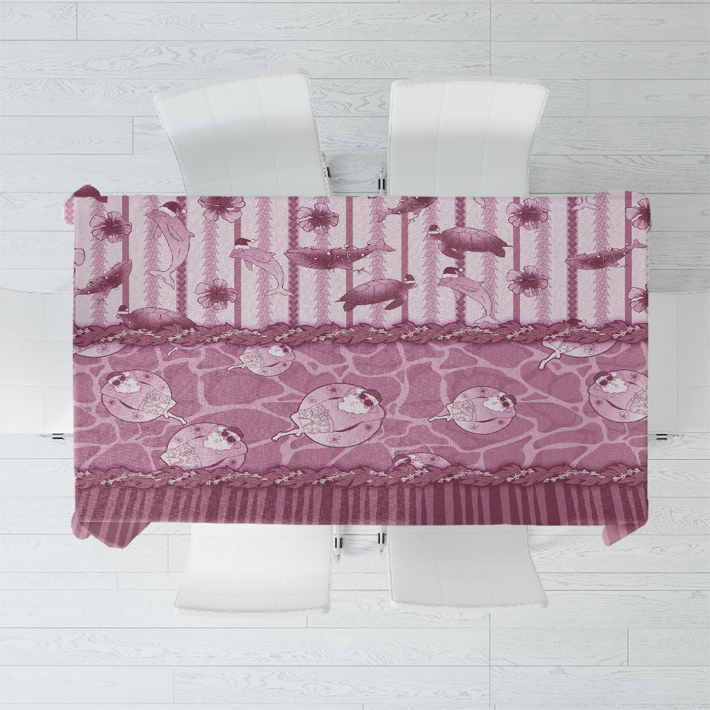 Hawaii Christmas In July Tablecloth Dusty Pink Mele Kalikimaka Sea Animals DT05 Pink - Polynesian Pride