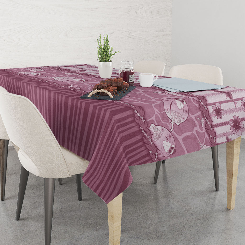 Hawaii Christmas In July Tablecloth Dusty Pink Mele Kalikimaka Sea Animals DT05 - Polynesian Pride