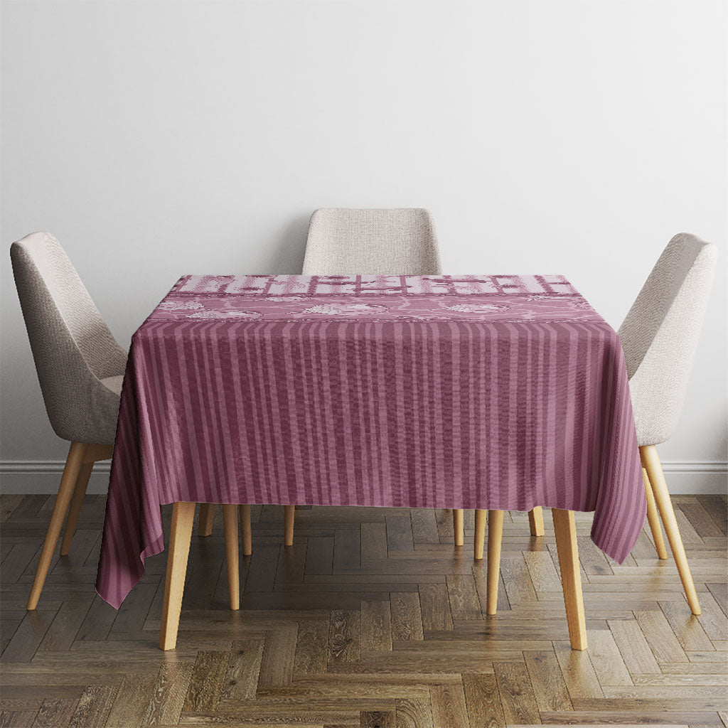 Hawaii Christmas In July Tablecloth Dusty Pink Mele Kalikimaka Sea Animals DT05 - Polynesian Pride
