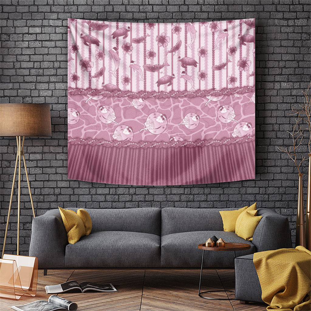 Hawaii Christmas In July Tapestry Dusty Pink Mele Kalikimaka Sea Animals DT05 Pink - Polynesian Pride