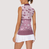 Hawaii Christmas In July Women Sleeveless Polo Shirt Dusty Pink Mele Kalikimaka Sea Animals DT05 - Polynesian Pride