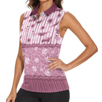Hawaii Christmas In July Women Sleeveless Polo Shirt Dusty Pink Mele Kalikimaka Sea Animals DT05 - Polynesian Pride